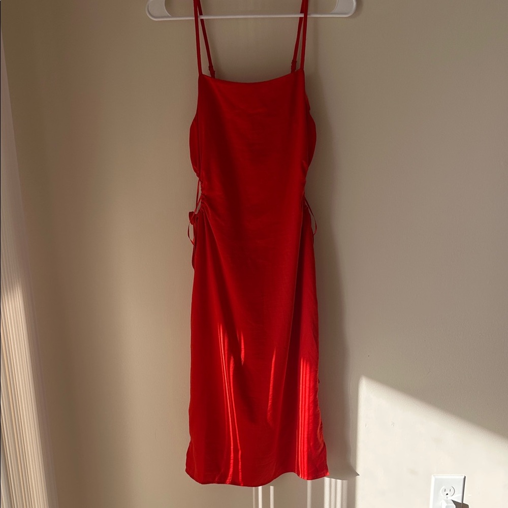 Christian Lacroix Orange/Red Midi Dress with Side Cutouts